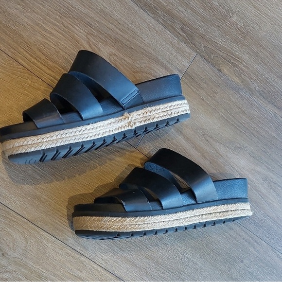 Mia Black Platform Strappy Women's Sandals. Gently used. Sz 7.5 - Picture 3 of 5